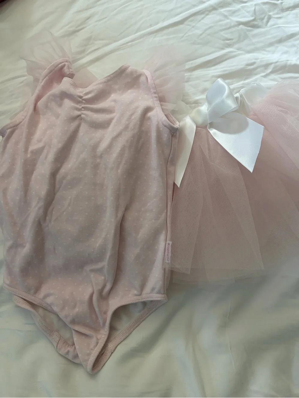 American Girl Light Pink Tulle Ballet Costume with White Bow
